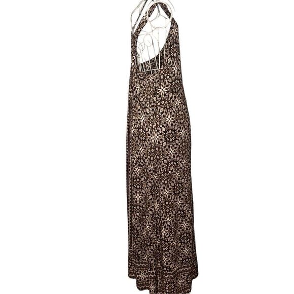 Beautiful J. Jill Maxi Dress- Chocolate Brown Printed Stretch Rayon Wide Strap W - Picture 4 of 10